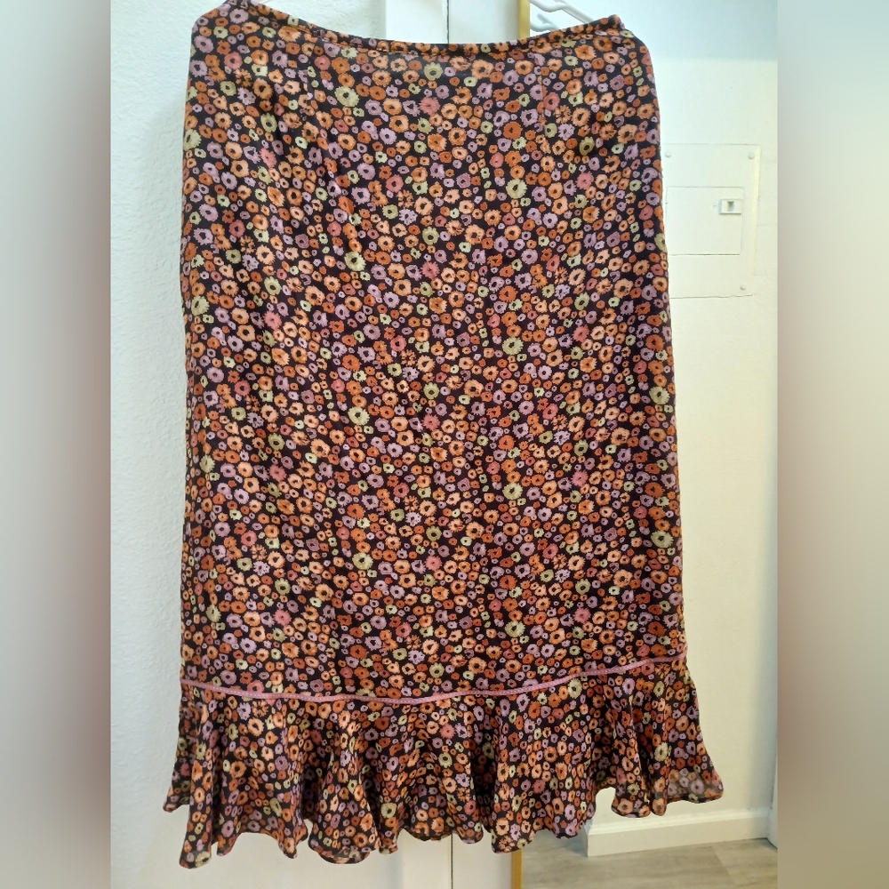 Sigrid Olsen Purple A-Line Tiered Midi Skirt